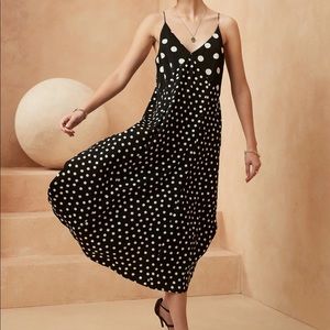 Banana Republic Dot Print Slip Midi Dress